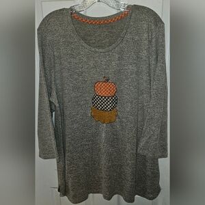 Gray Pumpkin Embellished Women's Top